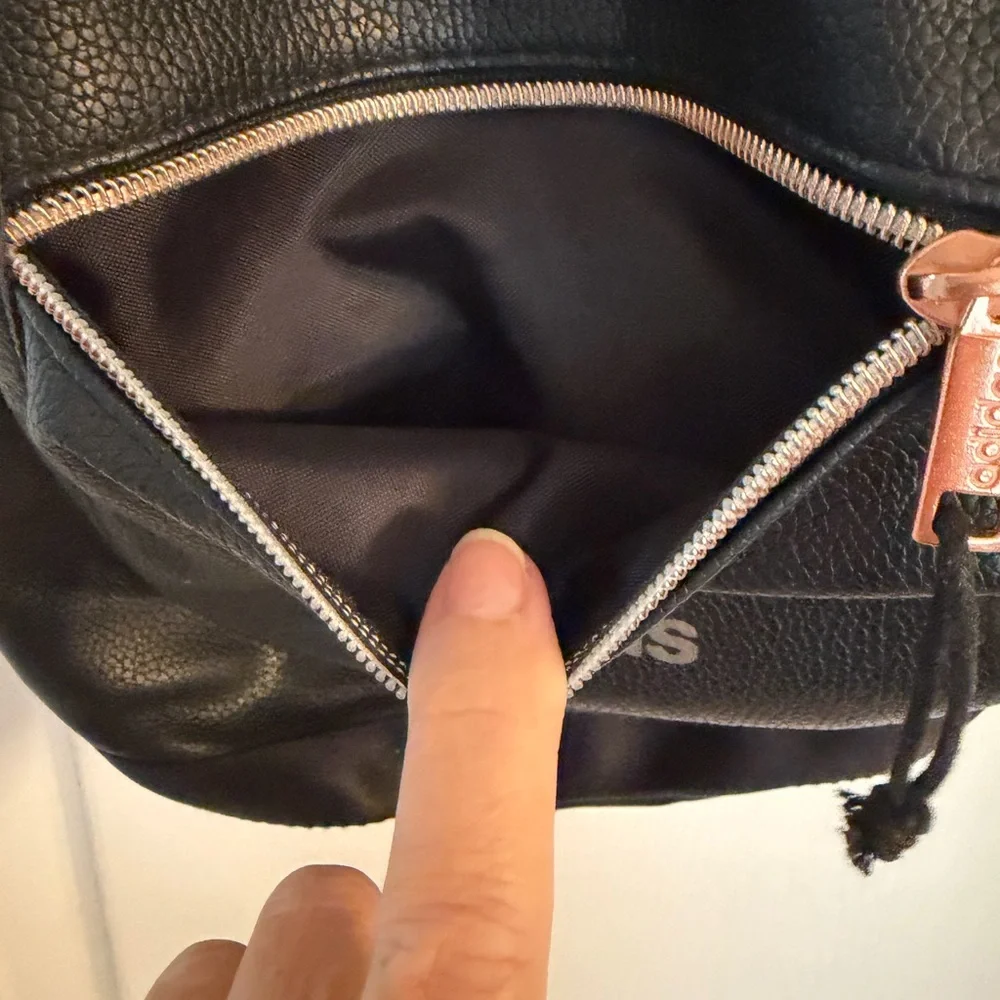 Adidas Black faux‎ Leather Drawstring Backpack